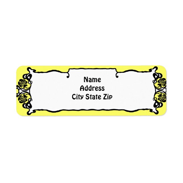 Art Nouveau Floral Border Return Address Label (Front)