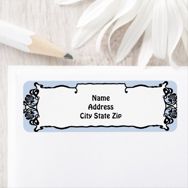 Art Nouveau Floral Border Return Address Label (Insitu)