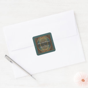 Art Nouveau Floral Calligraphy Invitation Square Sticker
