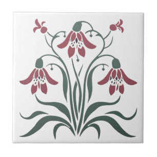 Art Nouveau Floral Ceramic Tile