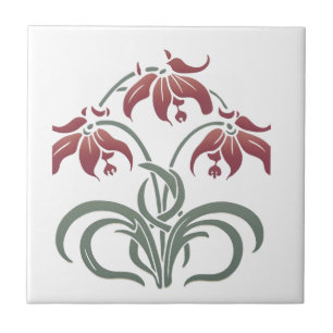 Art Nouveau Floral Ceramic Tile
