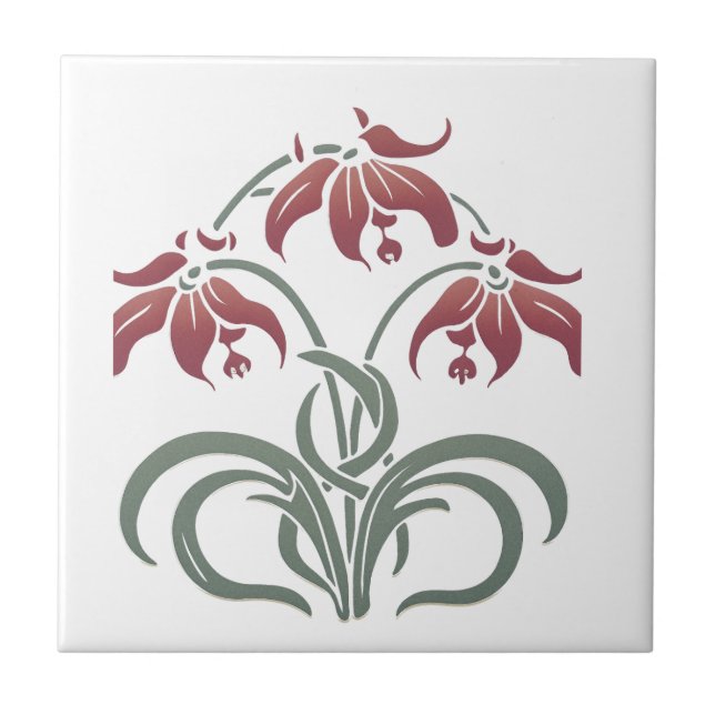 Art Nouveau Floral Ceramic Tile (Front)