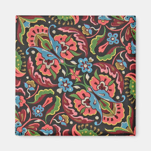 Art nouveau floral Christopher dresser red jacquar Magnet