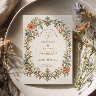 Art Nouveau Floral Cottage Garden Wedding Invitation