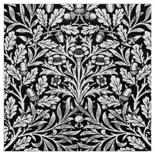 Art Nouveau Floral Damask, Black and White Fabric