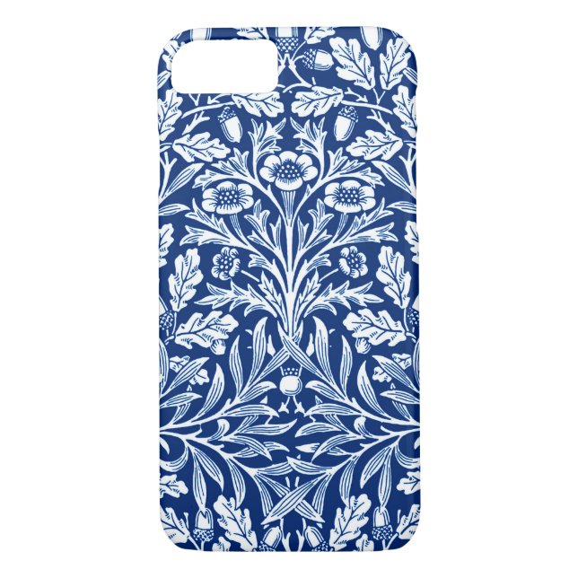 Art Nouveau Floral Damask, Cobalt Blue and White Case-Mate iPhone Case (Back)