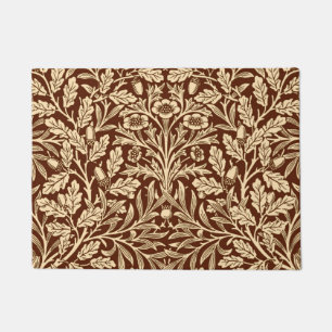 Art Nouveau Floral Damask, Dark Brown and Beige Doormat