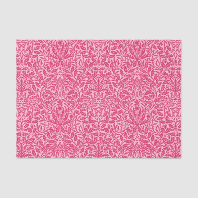 Art Nouveau Floral Damask, Deep Fuchsia Pink Tissue Paper (Front)