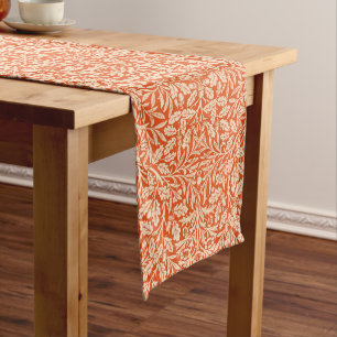 Art Nouveau Floral Damask, Light Mandarin Orange Short Table Runner