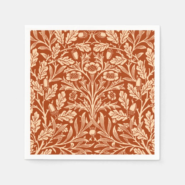 Art Nouveau Floral Damask, Mandarin Orange Napkin (Front)