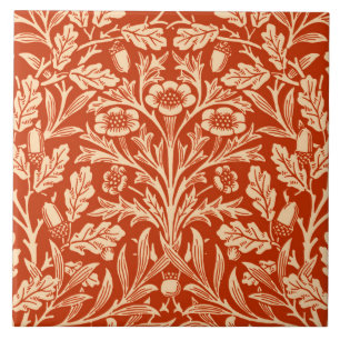 Art Nouveau Floral Damask, Mandarin Orange Tile