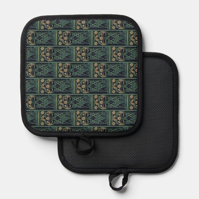 Art Nouveau Floral (Dark) Pot Holder (Front/Back)