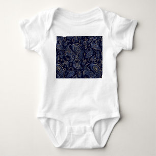 Art Nouveau Floral Denim Design Baby Bodysuit