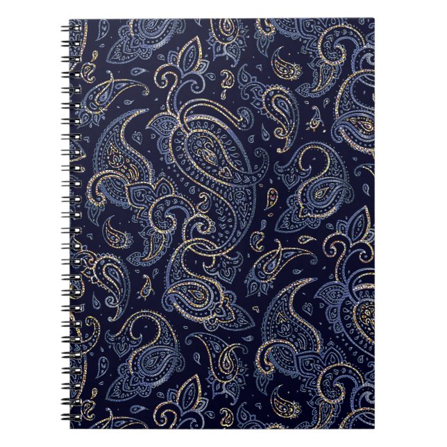 Art Nouveau Floral Denim Design Notebook (Front)