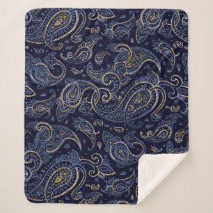 Art Nouveau Floral Denim Design Sherpa Blanket