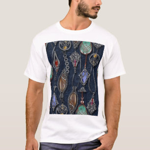 Art Nouveau Floral: Denim Elegance. T-Shirt