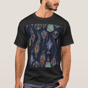 Art Nouveau Floral: Denim Elegance. T-Shirt