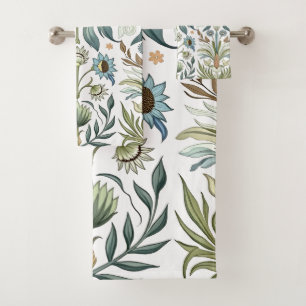 Art Nouveau Floral Design 402 flowers Bath Towel Set