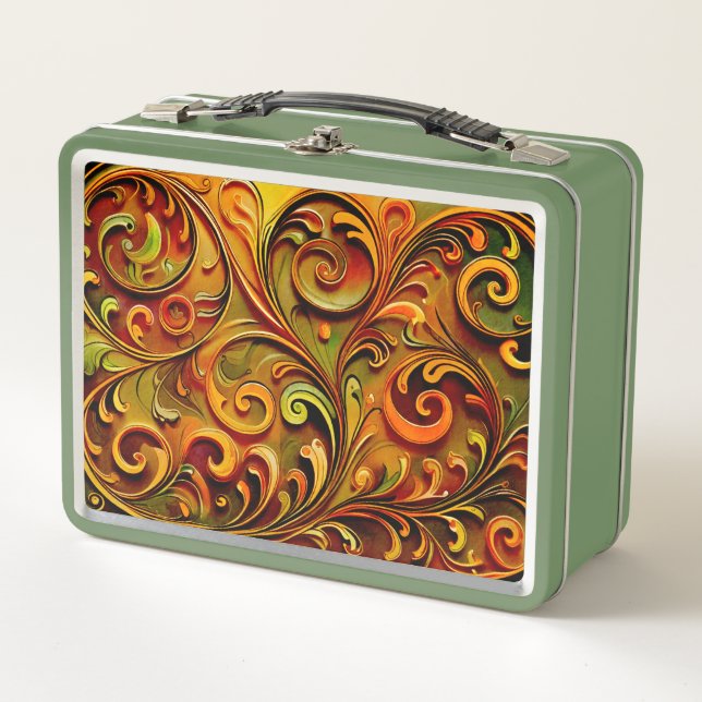 Art Nouveau floral design  Metal Lunch Box (Front)