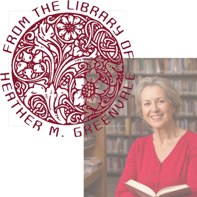 Art Nouveau Floral Design Personalised Bookplate R Rubber Stamp (Creator Uploaded)