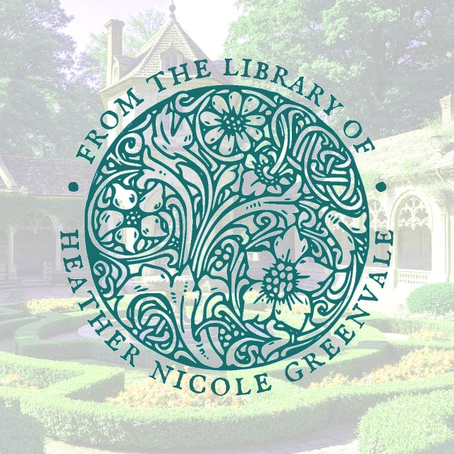 Art Nouveau Floral Design Personalised Bookplate Rubber Stamp (Creator Uploaded)