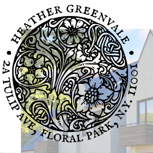 Art Nouveau Floral Design Return Address Stamp    