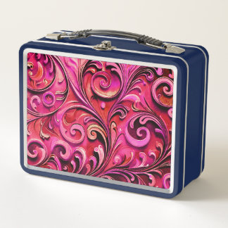 Art Nouveau floral design Rusty Rose Metal Lunch Box