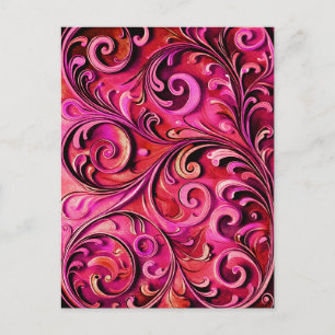 Art Nouveau floral design Rusty Rose Postcard
