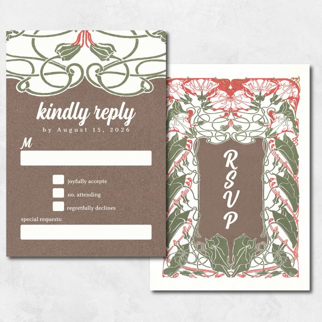 Art Nouveau Floral Elegance 2 RSVP Card (Creator Uploaded)