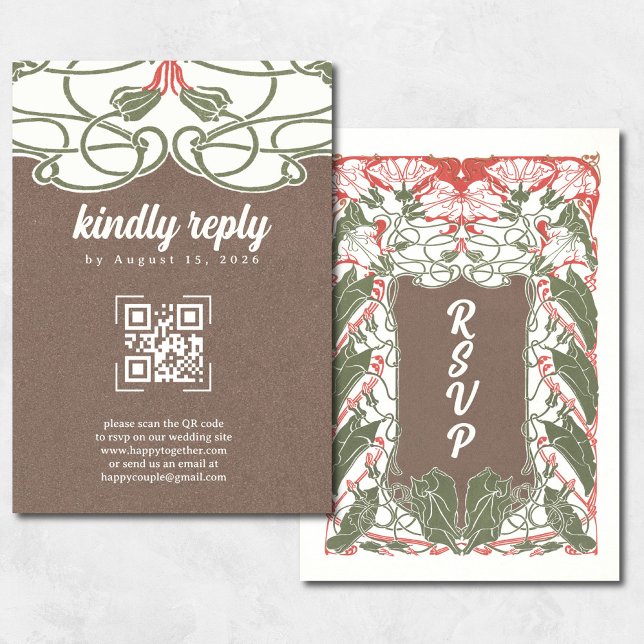 Art Nouveau Floral Elegance 2 RSVP QR Card (Creator Uploaded)