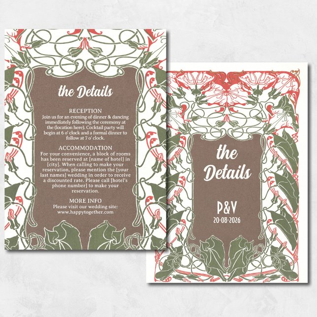 Art Nouveau Floral Elegance 2 Wedding Details Enclosure Card (Creator Uploaded)