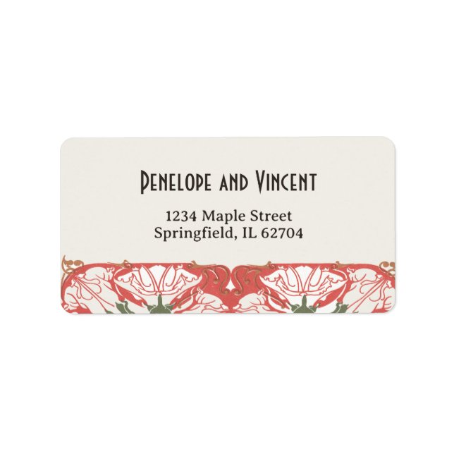 Art Nouveau Floral Elegance 2 Wedding Label (Front)