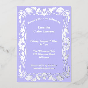 Art nouveau floral frame foil invitation