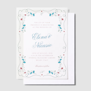 Art Nouveau Floral Frame Wedding Vellum Overlay Vellum Invitations