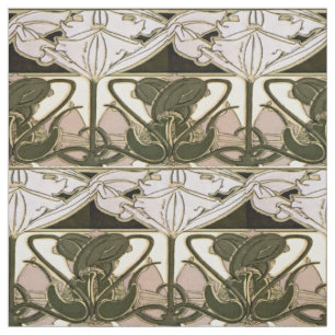 Art Nouveau Floral Frieze by Alphonse Mucha Fabric