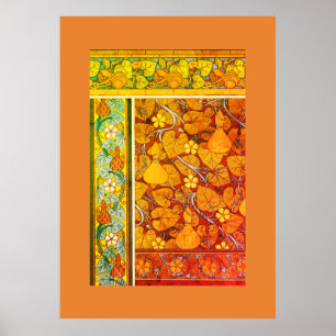 Art nouveau floral gourd elegant  fall vintage poster