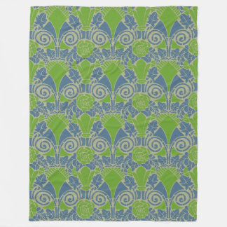 Art Nouveau floral green blue rose pattern Fleece Blanket