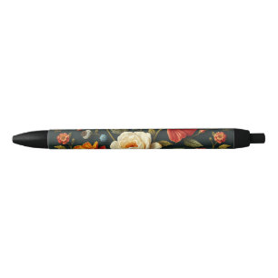 Art Nouveau Floral - Live life in full bloom Black Ink Pen