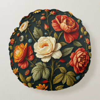 Art Nouveau Floral - Live life in full bloom Round Cushion