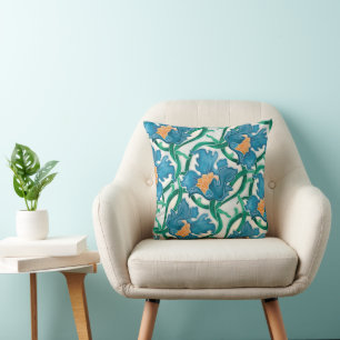 Art Nouveau Floral Majolica Pattern Cushion