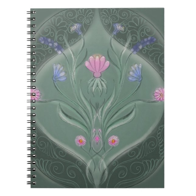 Art Nouveau Floral Medallion Notebook (Front)