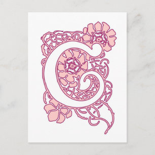Art Nouveau Floral Monogram C Postcard
