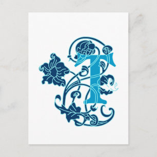 Art Nouveau Floral Monogram T Postcard