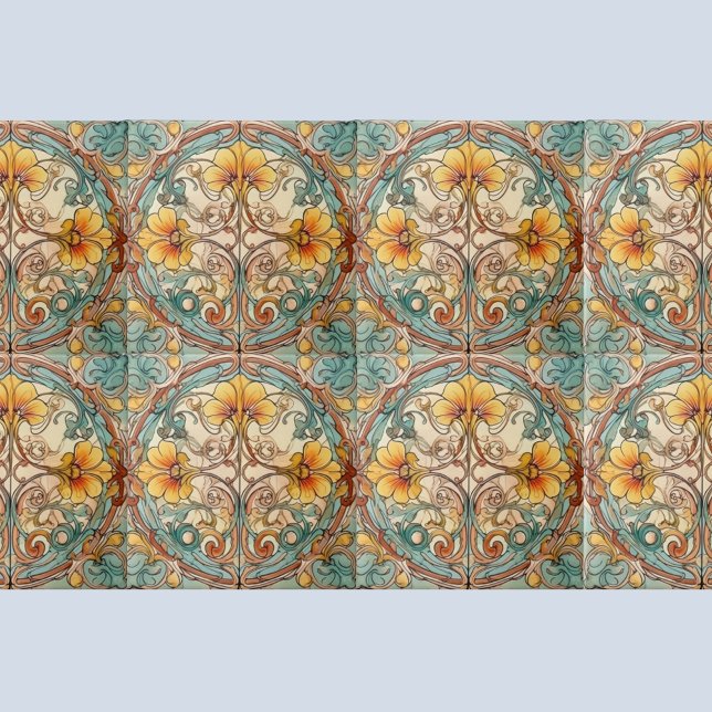 Art Nouveau  Floral Motif Ceramic Tile (Creator Uploaded)