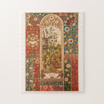 Art nouveau floral pattern aster flower leaves