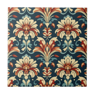 Art Nouveau Floral Pattern Ceramic Tile