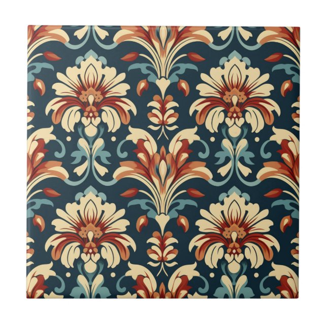 Art Nouveau Floral Pattern Ceramic Tile (Front)