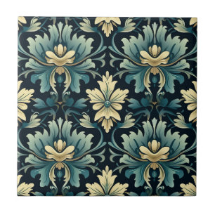 Art Nouveau Floral Pattern Ceramic Tile