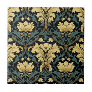 Art Nouveau Floral Pattern Ceramic Tile