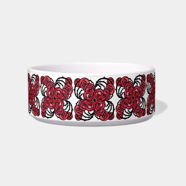 Art Nouveau Floral red and black rose vines design Bowl (Right)